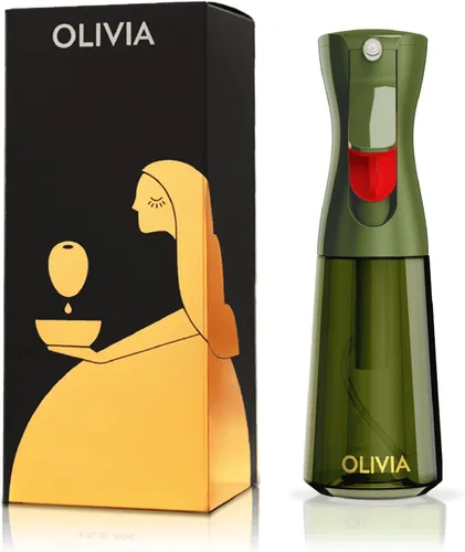 Vista 10 de FLAIROSOL OLIVIA Pulverizador de aceite de oliva para cocinar, botella de vidrio de 200ml, dispensador de aerosol de cocina continuo con control