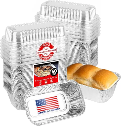Vista 9 de Stock Your Home Mini moldes para pan de papel de aluminio de 1 libra (paquete de 30 unidades) desechables para pan, forros para hornear de 1 libra