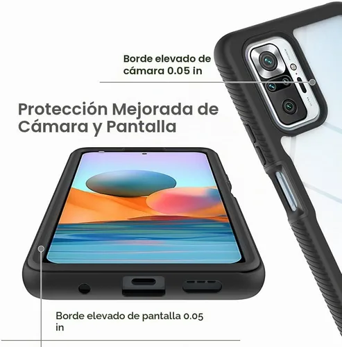 Vista 4 de Funda Redmi Note 10 Pro, funda protectora anticaídas y absorción de golpes para Xiaomi Redmi Note 10 Pro Max 4G M2101K6I Redmi Note 10 Pro 4G Negro