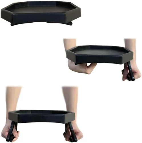Vista 5 de Mesa auxiliar con clip para reposabrazos de sofá, bandeja de sofá para bebidas y aperitivos (negro)