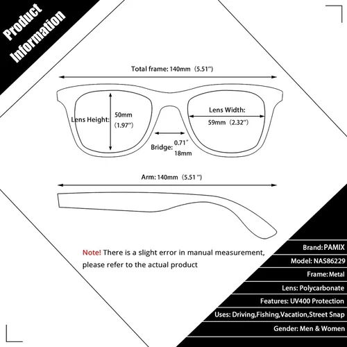 Vista 3 de PAMIX Gafas de sol cuadradas de moda para hombre y mujer estilo retro estilo degradado 100 protección UVAUVB