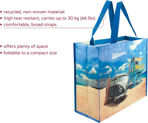 Vista 3 de BRISA VW Collection - Bolsa de compras de poliéster reutilizable Volkswagen con motivo de autocaravana T1