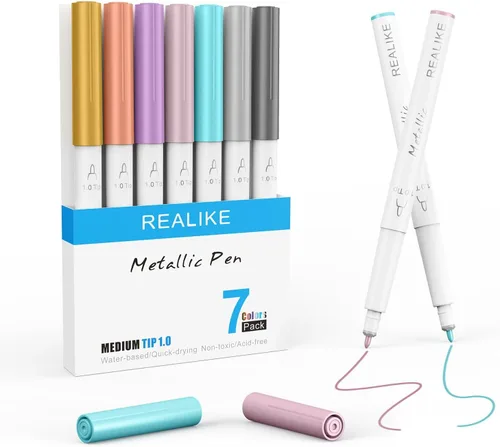 Vista 9 de REALIKE - Bolígrafos variados para Cricut Maker 3/Maker 4/Maker/Explore 3/4/Air 2/Air, juego de 7 bolígrafos negros, incluye bolígrafo de punta