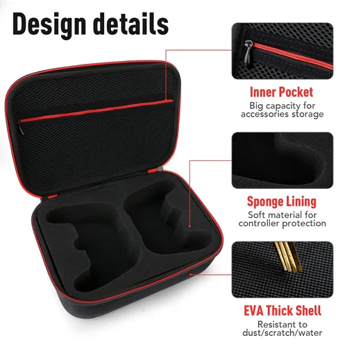 Vista 4 de Younik Controller Carrying Travel Case, Protective Hard Case for 2 Universal Controllers, Compatible with P5, P4, X-box 1, Switch Pro, Black