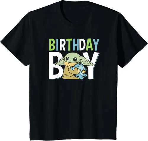 Vista 30 de Star Wars: The Mandalorian Grogu Birthday Boy Hug Blue Green T-Shirt Negro