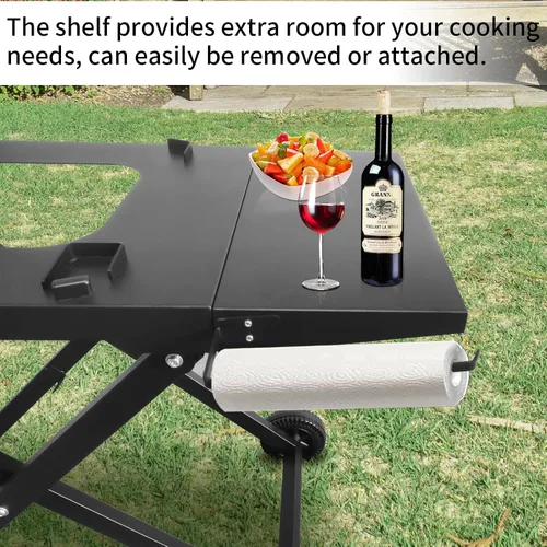 Vista 6 de BSARTE Soporte plegable de metal para parrilla Ninja Outdoor XSKSTAND para Woodfire OG701 OG751 (Serie OG700) con estante lateral, soporte