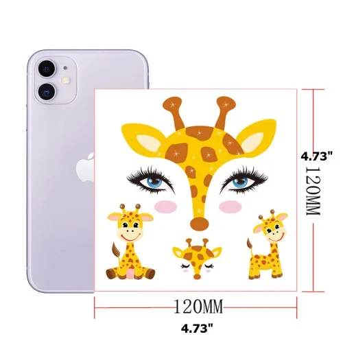 Vista 2 de Tatuaje facial temporal de animales para niños, paquete de 10 calcomanías de pintura facial, rellenos de cesta de Pascua, Halloween, Navidad