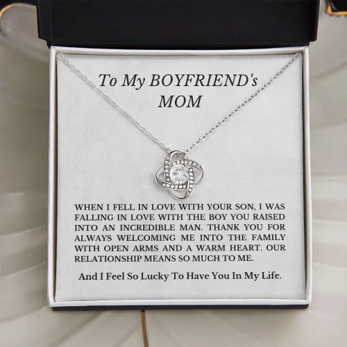 Vista 6 de Collar con texto en inglés "To My Boyfriends Mom", regalos para novios y mamá, regalos lindos para novios y madres en el día de la madre, regalo