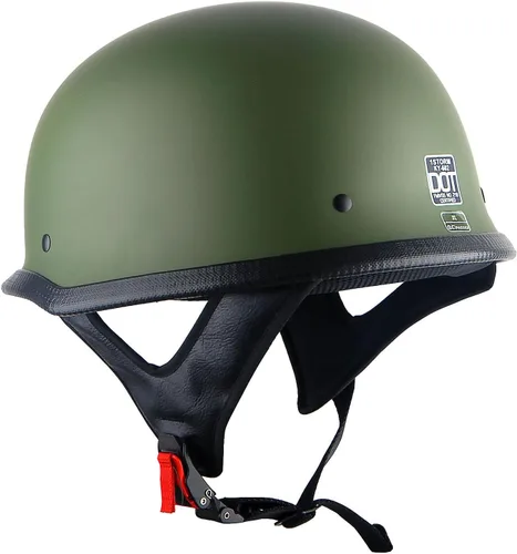 Vista 7 de 1Storm Casco de motocicleta de media cara de novedad estilo alemán aprobado por DOT: HKY602 verde mate