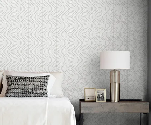 Vista 2 de NextWall Papel pintado Zen Geometric Peel and Vinyl Stick (Lunar Rock & Metallic Pearl) - Uno