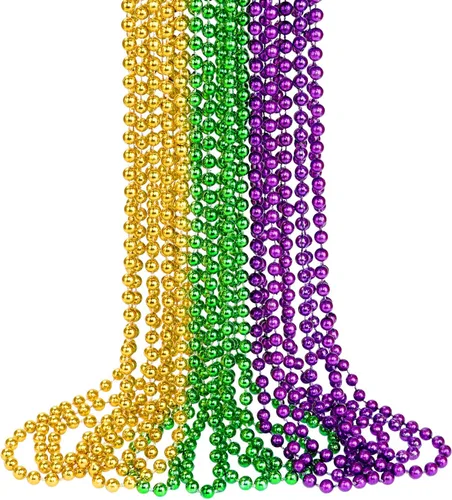 Vista 9 de ZZYFGH 12 Collares de Cuentas Negras, Collares de Cuentas de Navidad de 33'' 7mm, Disfraz de Collar de Cuentas de Mardi Gras Navidad, Accesorios