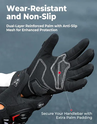 Vista 4 de KEMIMOTO - Guantes de motocicleta para hombre, guantes de ciclismo para pantalla táctil, para deportes al aire libre, en carretera, vehículo Negro