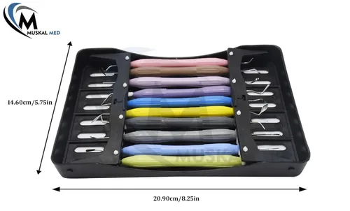 Vista 5 de Mango de silicona Dental Compuesto Llenado Instrumentos Restauradores Kit 10pcs Herramientas Set con Casete DN-2245