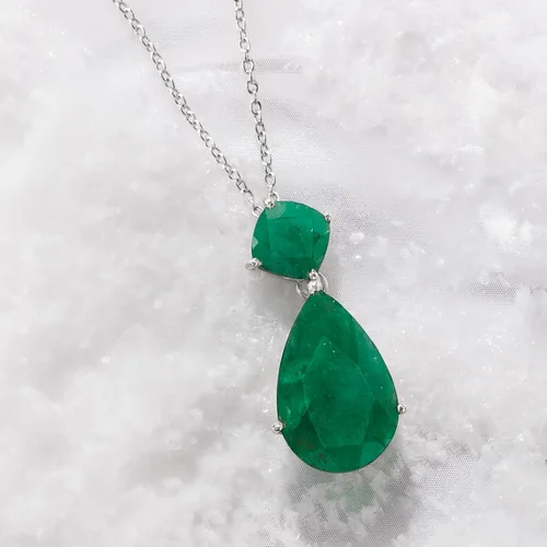 Vista 4 de Ross-Simons 11.90 ct. t.w. Emerald Pendant Necklace in Sterling Silver