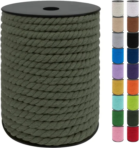Vista 49 de JeogYong Cordón de algodón de 10mm, 22.86 metros de cuerda natural para macramé, hilo de 3 hebras torcido, cuerda para macramé para manualidades