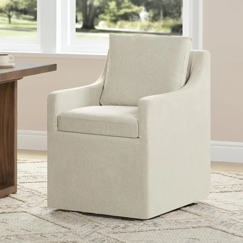 Vista 12 de KISLOT Upholstered Dining Chairs Set of 1 with Casters, Cream
