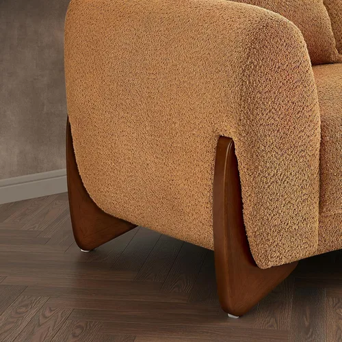 Vista 9 de Morden Fort Sofá Boucle moderno, tapizado, duradero, cómodo, apto para mascotas, sofá profundo con patas de madera y almohada, sofás de 3 plazas