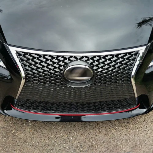 Vista 5 de x xotic tech Adhesivo de vinilo a rayas de rejilla delantera, color rojo brillante, panel de capó frontal, moldura de borde, compatible con Lexus