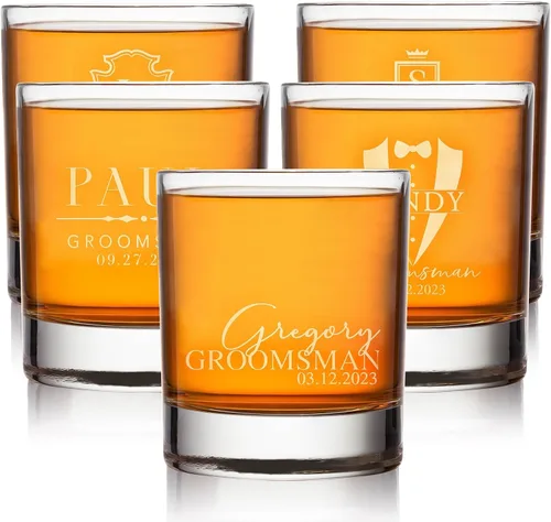 Vista 10 de Regalos individuales para padrinos de boda, vasos de whisky personalizados para padrinos de boda, regalos personalizados para propuesta de padrinos