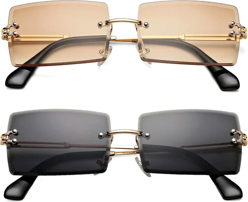 Vista 94 de Gafas de sol rectangulares para hombres/mujeres, gafas de sol pequeñas sin montura cuadrada