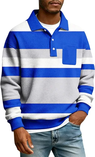 Vista 38 de Camisas de manga larga con botones a cuadros para hombre, con cuello de manga larga, estilo casual, elegante, a cuadros