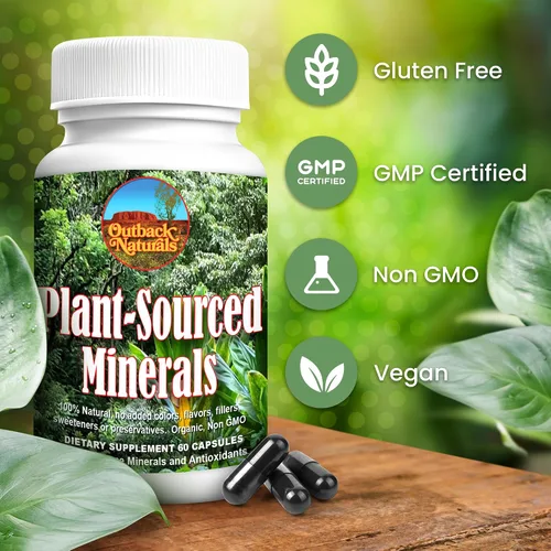 Vista 3 de Minerales de origen vegetal, 60 cápsulas, minerales orgánicos naturales y antioxidantes que apoyan el sistema inmunológico y digestivo, promoviendo