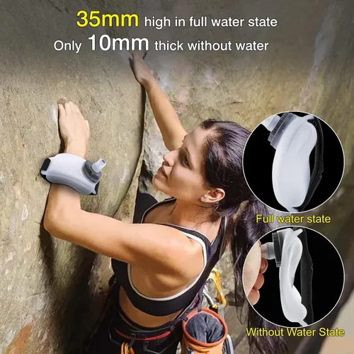Vista 3 de Botella de agua deportiva de muñeca con correa de mano ajustable, 7 onzas, silicona suave, sin BPA, para hidratación, correr, escalar, ejercicio