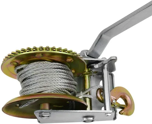 Vista 3 de 1200 libras de acero galvanizado 26ft caída de cable forjado engranaje mano cabrestante manivela ATV remolque barco