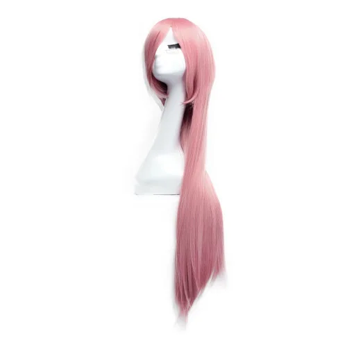 Vista 2 de MapofBeauty - Peluca para anime de 40 pulgadas de largo y lisa para fiesta de cosplay (rosa)