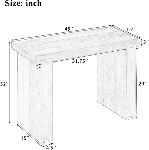 Vista 2 de Mesa consola de madera de 45 pulgadas para mesa de entrada, consola minimalista estrecha retro de granja con madera de mango maciza, mesas de sofá