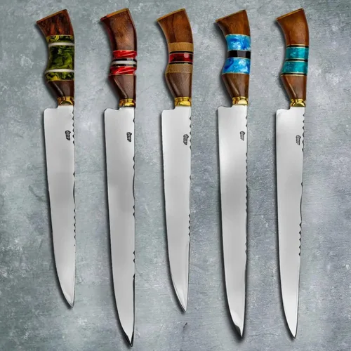 Vista 3 de Chef Versátil Cuchillo tradicional de acero inoxidable (12.0 in), color rojo
