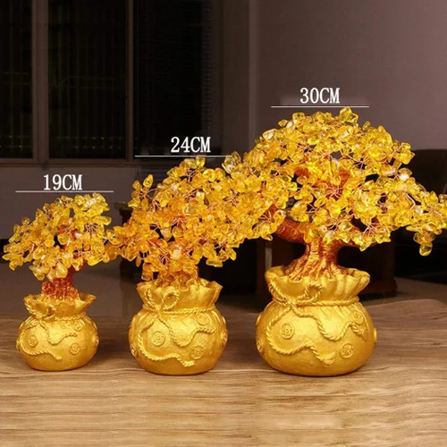 Vista 8 de Figuras, estatuas/adornos de Feng Shui, árbol de dinero de cristal geloso, árbol de dinero de cuarzo con piedras preciosas para decoración del hogar