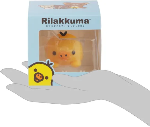 Vista 2 de Rilakkuma Kiiroitori San-X Figura de Juguete de Vinilo Original Acostada Korilakkuma