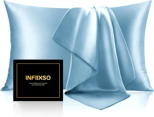 Vista 36 de INFIIXSO Funda de almohada de seda de morera, para cabello y piel, tamaño estándar, cremallera oculta, 20 x 26 pulgadas, suave y refrescante