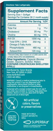 Vista 2 de Suplemento de Aceite de Krill Omega 3 Kori Krill, Aceite de Krill Antártico con Absorción Superior vs Aceite de Pescado, Cápsulas Blandas de 1200mg