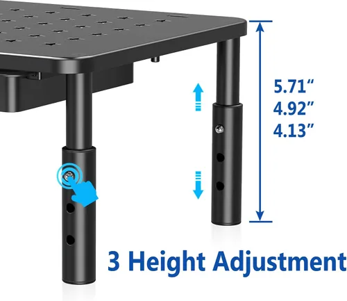 Vista 4 de Zimilar Paquete de 2 soportes elevadores de altura ajustable para monitor con cajón doble de madera
