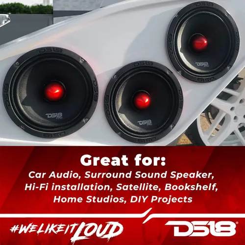 Vista 7 de DS18 PRO-X6.4BM - Altavoz de 6.5 pulgadas de rango medio, bala de aluminio rojo, 500 W, máximo 250 W, RMS 4 ohmios, cable de altavoz de 16 GA, 100