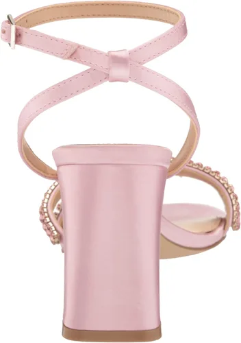 Vista 3 de Jewel Badgley Mischka Rosa - Sandalia de tacón con correas de piedras preciosas