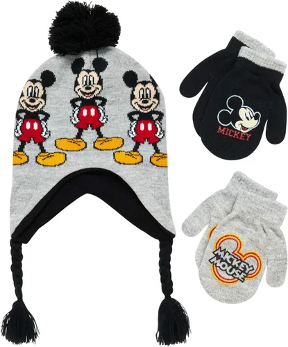 Vista 8 de Disney Conjunto de gorro de invierno de Mickey Mouse y 2 pares de guantes o guantes (edad 2-7)