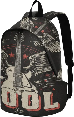 Vista 2 de Mochila de viaje retro de guitarra fresca para hombre, mochila de viaje elegante para llevar en vuelo, aprobada para el vuelo, bolsa para portátil