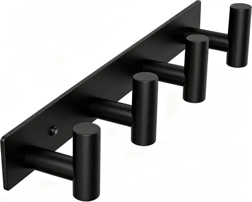 Vista 26 de Perchero de Pared Montado - 3 Ganchos, Ganchos de Pared de Acero Inoxidable Resistente para Toalla, Bolso de Abrigo, Perchero para Sombreros Negro
