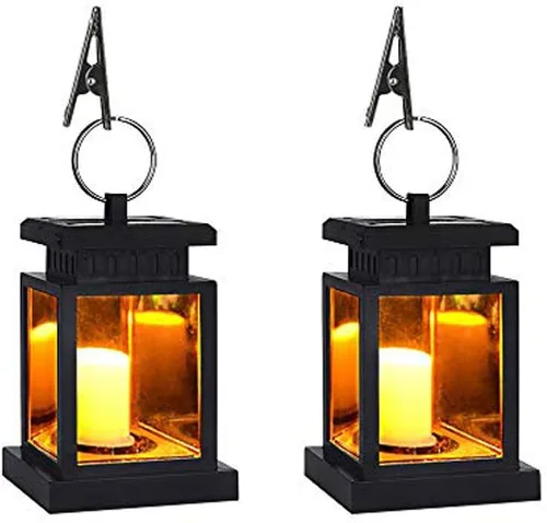 Vista 10 de Farol colgante solar LED alimentado por energía solar, impermeable, para exteriores, decoración de velas decorativas para jardín, patio, paisaje