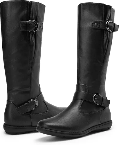 Vista 5 de DREAM PAIRS - Botas de invierno altas hasta la rodilla con forro de piel sintética para mujer