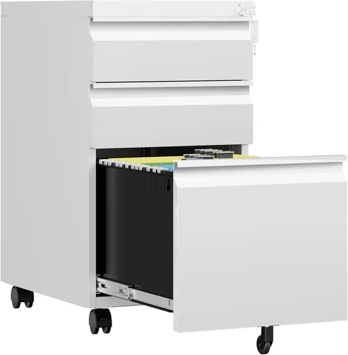 Vista 19 de Archivador de 2 cajones con cerradura, archivadores metálicos para oficina en casa, gabinete pequeño vertical negro para oficina en casa, archivador