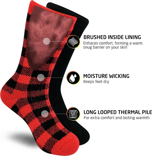 Vista 3 de HOT FEET Calcetines térmicos para mujer, calcetines térmicos para clima frío, gruesos y cálidos, para senderismo, calcetines aislados, tallas