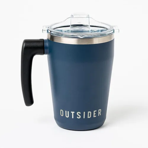 Vista 11 de OUTSIDER The AM - Taza de café aislada al vacío de acero inoxidable de 17 onzas con mango giratorio de 180° y tapa a prueba de derrames con Negro