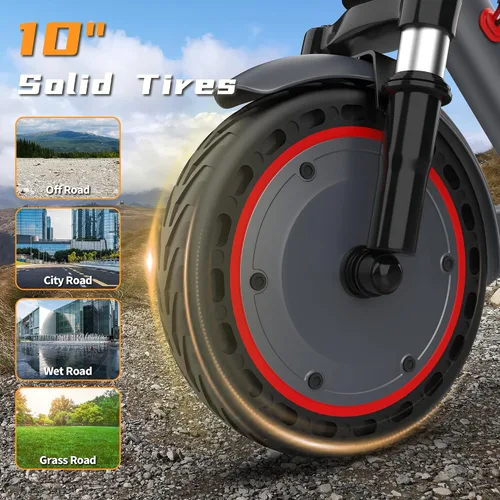Vista 6 de WERHY 10 Inches Electric Scooter, 22 MPH Top Speed & 500W Powerful Motor, 22-28Miles Long Range, Folding E Scooter with Dual Braking for Adults
