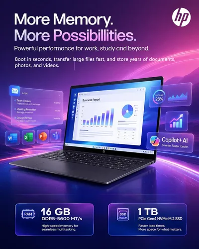 Vista 5 de HP OmniBook - Computadora portátil con pantalla táctil, 16 GB DDR5 RAM 1 TB