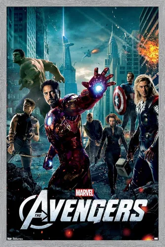 Vista 16 de Marvel Avengers: Póster de pared de una hoja, 22.4 pulgadas de largo x 14.7 pulgadas de ancho, versión enmarcada de madera de granero