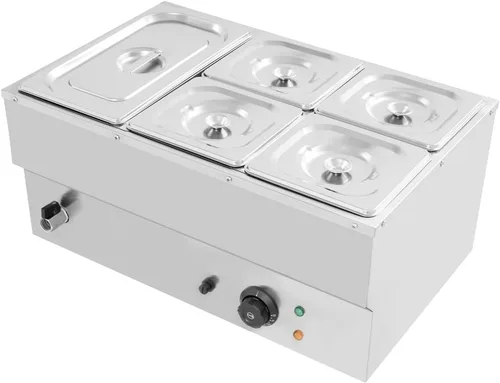 Vista 16 de DYNAMI Calentador de alimentos para bufé comercial de 110 V, mesa de vapor eléctrica grande de acero inoxidable de 3 bandejas con diseño